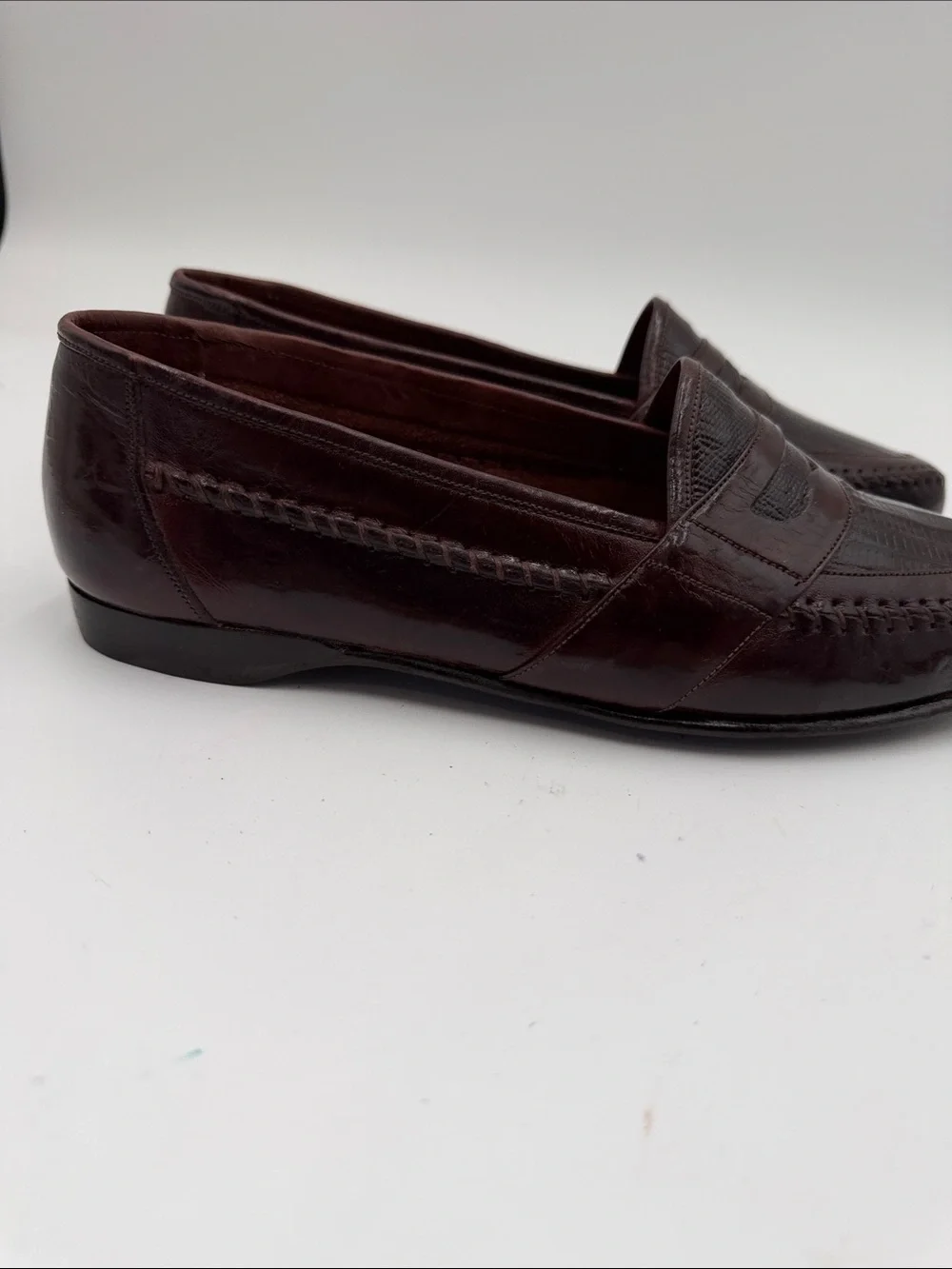 NUNN BUSH sz8 GENUINE LIZARD Penny Loafers Moc Toe BEAUTIFUL NEW